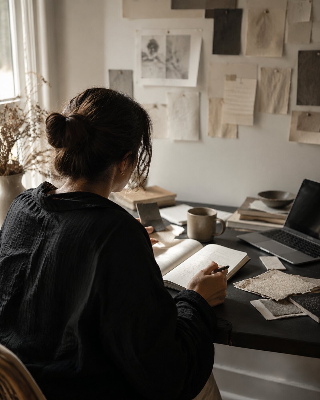 Founder-led research and planning in a warm creative studio